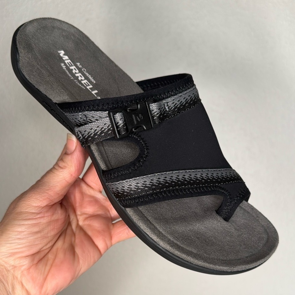 Merrell District Muri Wrap Sandals Memory Foam comfort slides Size 7 Black